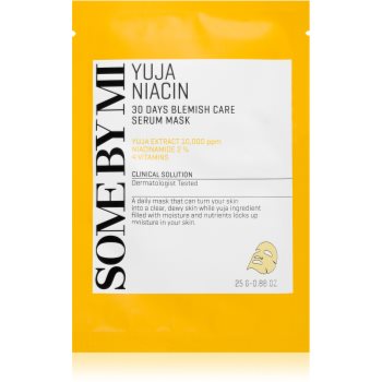Some By Mi Yuja Niacin Blemish Care Serum Mask mască textilă iluminatoare pentru ten gras si problematic - imagine 2